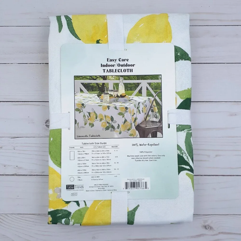 Fabric Tablecloth Lemons Fruit Indoor Outdoor 60x84 Water Resistant